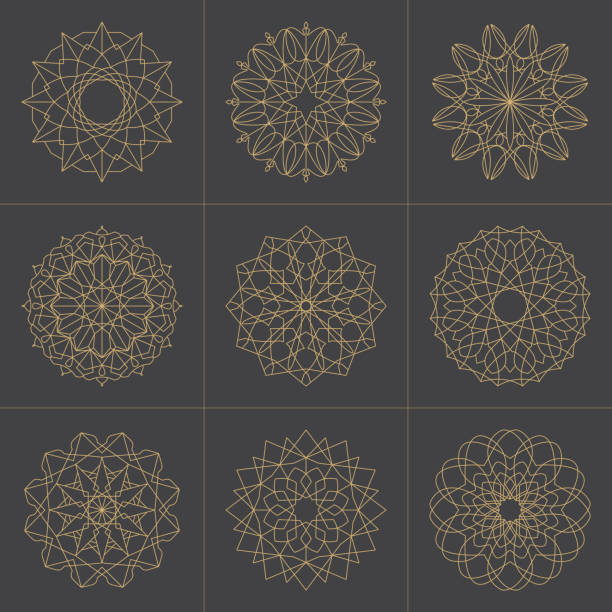 ilustrações, clipart, desenhos animados e ícones de coleção de formas geométricas - flower abstract single flower backgrounds