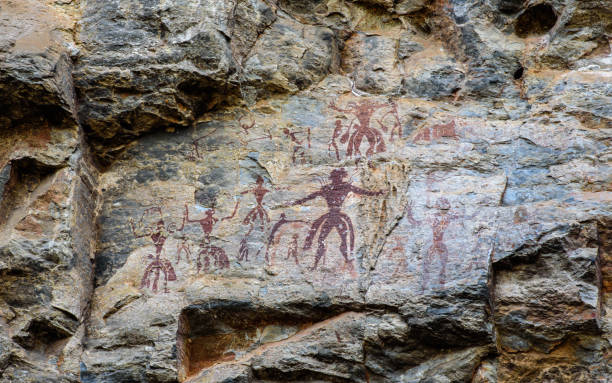 pre history painting. - neanderthal imagens e fotografias de stock