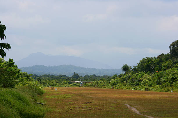 istock Airplane landing on rural airstrip 94105906