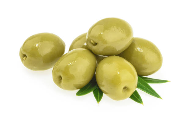 istock Green olives isolated on white background 941059074