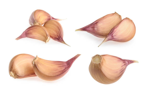 istock Garlic cloves isolated on white background. set 941059262