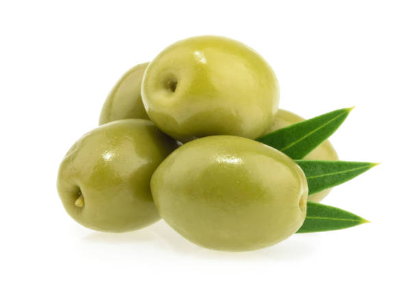 istock Green olives isolated on white background 941059338