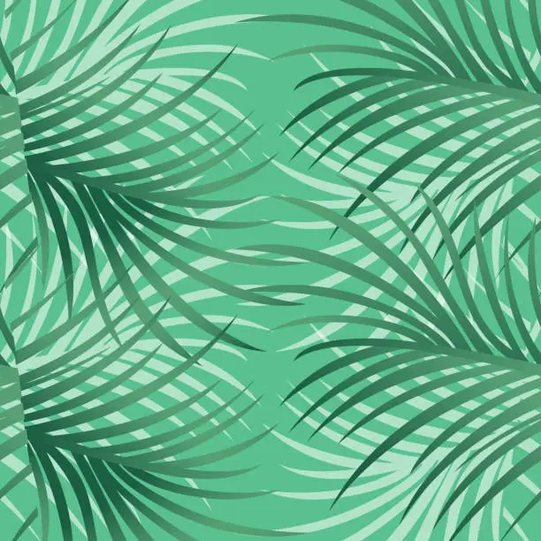 Vector illustration of Tropical Pattern With Leaves and Flowers - Vector Illustration