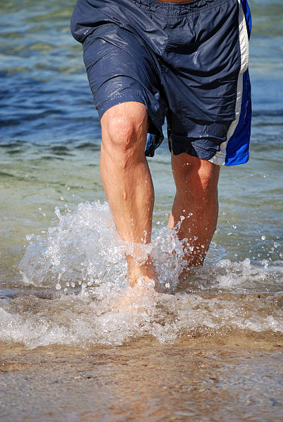 Cooling off at the beach stock photo