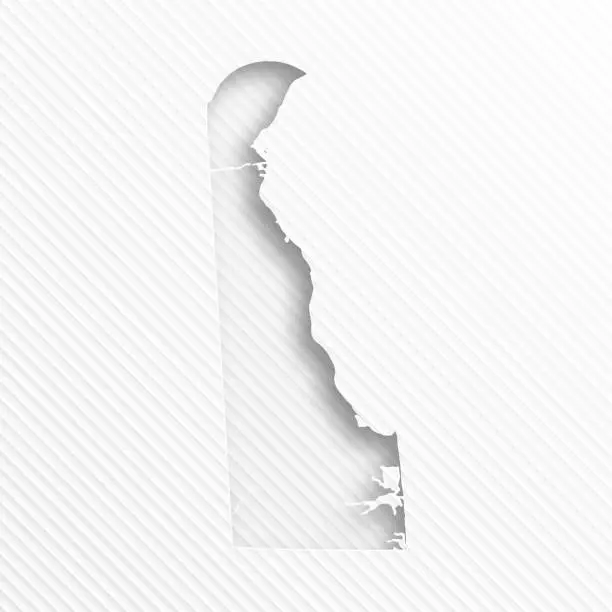 Vector illustration of Delaware map with paper cut on abstract white background