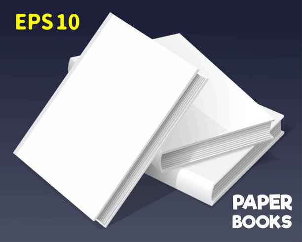 illustrations, cliparts, dessins animés et icônes de maquettes de livres papier - box white stack white background