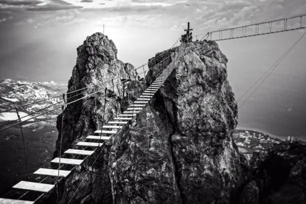 Photo of Suspension bridge on the Mount Ai-Petri in Crimea, Russia.