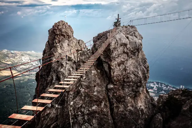 Photo of Suspension bridge on the Mount Ai-Petri in Crimea, Russia.