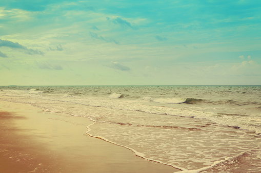 tropical beach (seascape) in summer with vintage toned.