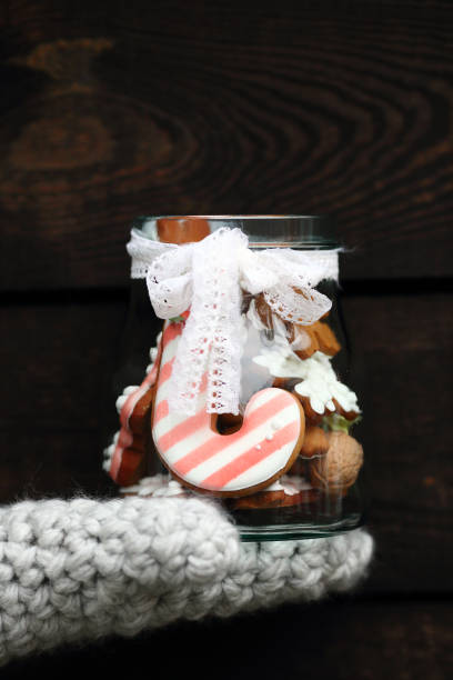 Gingerbread bisccuis in glass jar