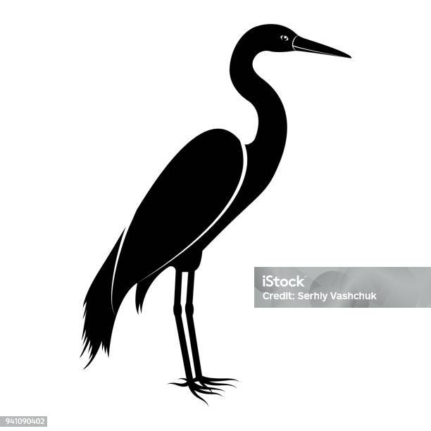 Vector Image Of The Silhouette Of The Birds Of The Heron Stock Illustration - Download Image Now