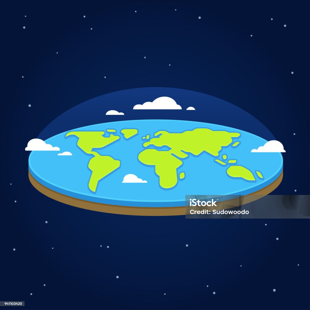 Flache Erde im Weltraum - Lizenzfrei Planet Erde Vektorgrafik