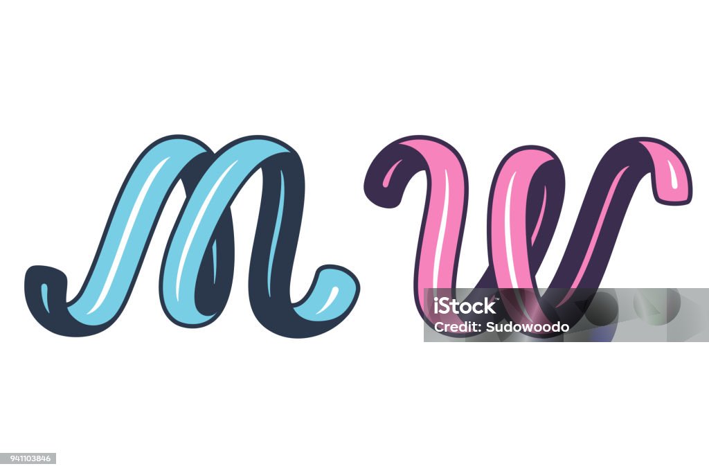 M W Initial Initial Letters M And W Stock Illustration - Download Image Now ...