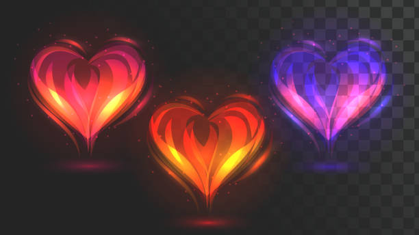 벡터 빛나는 하트 - valentines day hearts flash stock illustrations