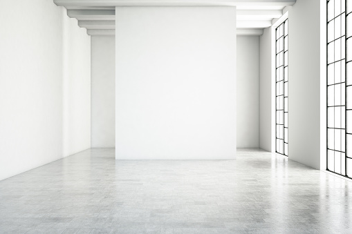 Empty white wall modern interior
