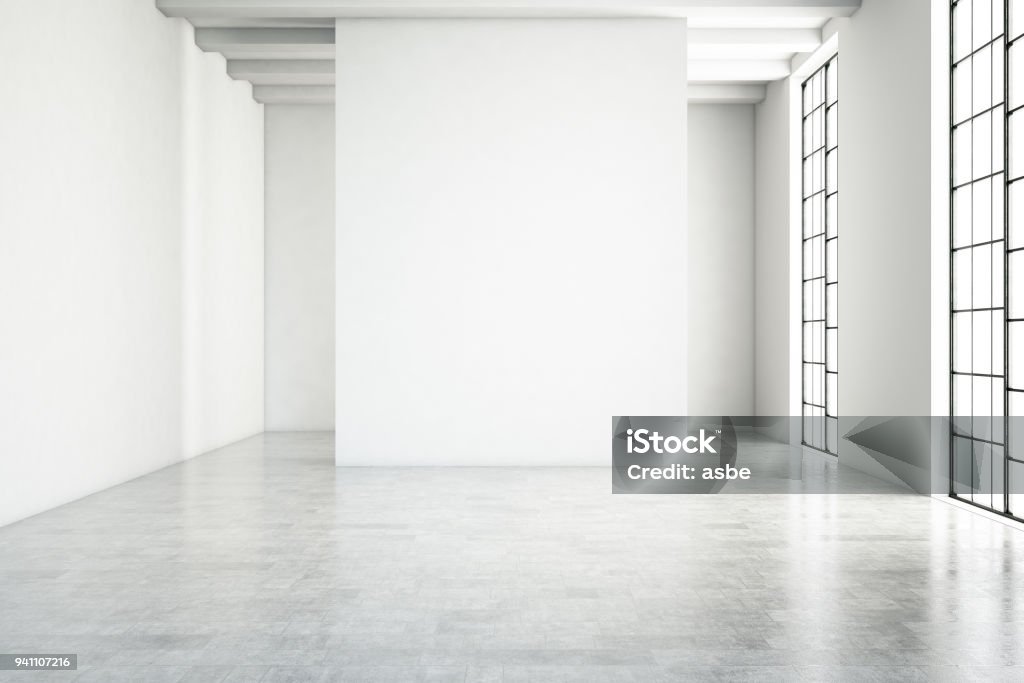 Empty Modern Interior Empty white wall modern interior White Color Stock Photo