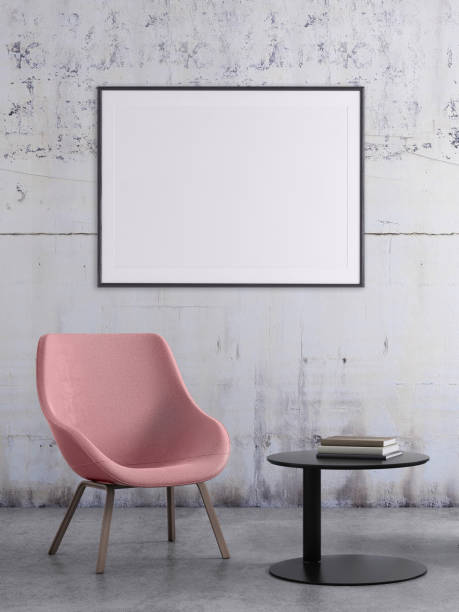istock Interior scene with pink colored chair and picture frame template 941107800