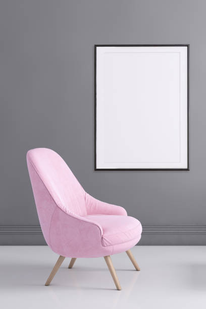 istock Interior scene with pastel colored armchair and picture frame template 941107884