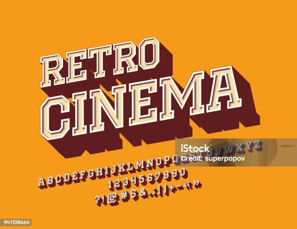 Vecteur Rotation Cinéma Rétro Signe Avec Polices Élégantes Vecteurs libres de droits et plus d'images vectorielles de D'autrefois