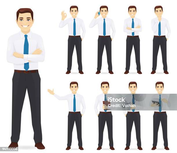 Businessman Vector Illustration Set Stock Illustration - Download Image Now - Men, Characters, Businessman