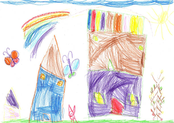 istock Child's drawing of the family house. 941116922
