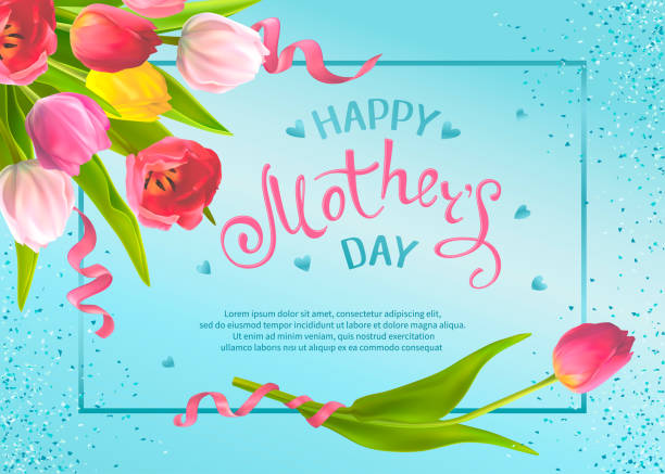 kartki z życzeniami dzień matki - mothers day tulip yellow greeting card stock illustrations
