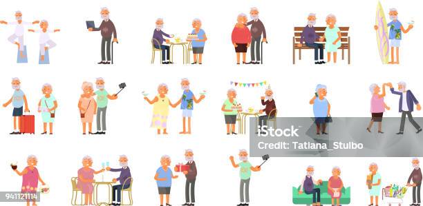 Healthy Active Lifestyle Stock Illustration - Download Image Now - Senior Adult, Retirement, Happiness