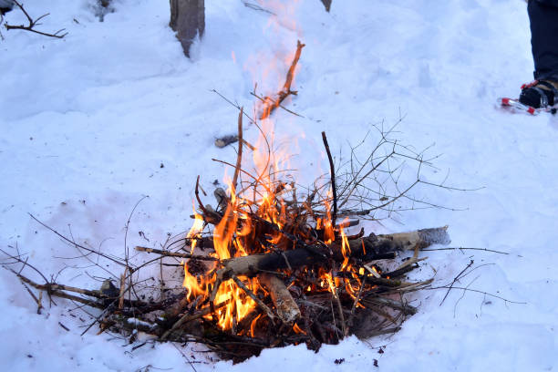 istock Campfire outside in winter time during snowshoes hiking 941122158