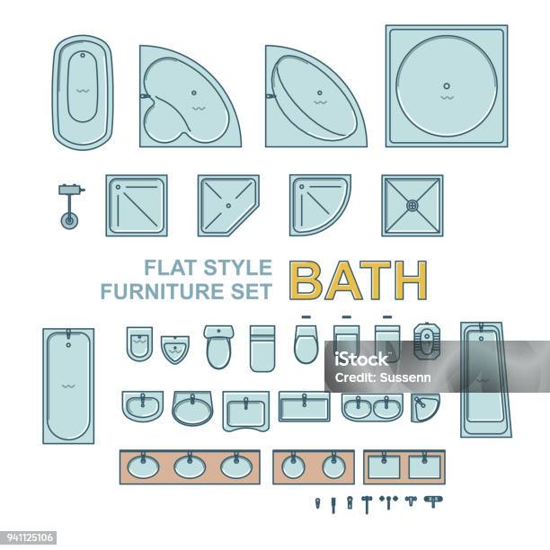 Bath Equipment Stock Illustration - Download Image Now - Apartment, Backgrounds, Bathroom