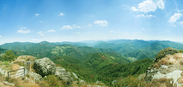 Rhodope mountain view as seen from Momchil Fortress. Bulgaria, Europe.