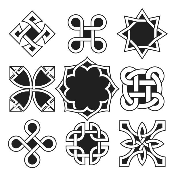 набор кельтских узлов в векторном редактируемом формате - knotwork stock illustrations