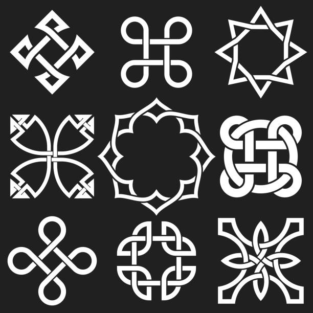 illustrations, cliparts, dessins animés et icônes de ensemble de nœuds celtiques en format éditable et vecteur - knotwork