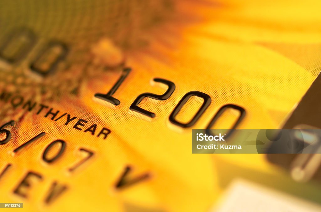 Cartão bancário em macro - Royalty-free Amarelo Foto de stock