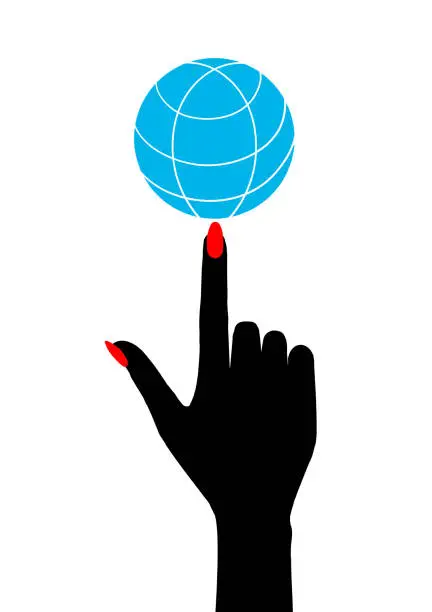 Vector illustration of Hand and globe vector icon.