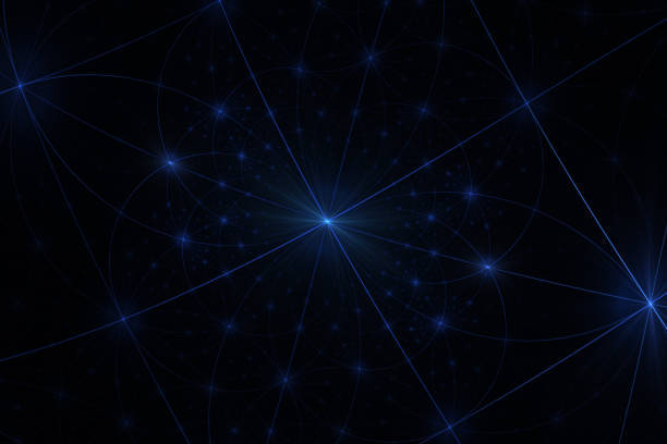 Beautiful fractal shapes illustration - background, Fractal shapes fantasy pattern - blue and black