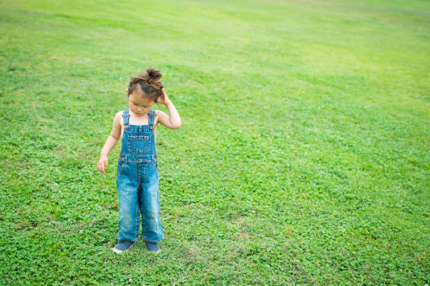istock Little girls playing on the lawn 941144002