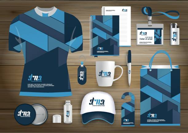 istock Gift Items business corporate identity, Vector abstract Color promotional souvenirs design with origami elements for diagonal lines. link digital technology company Stationery set, 941148532