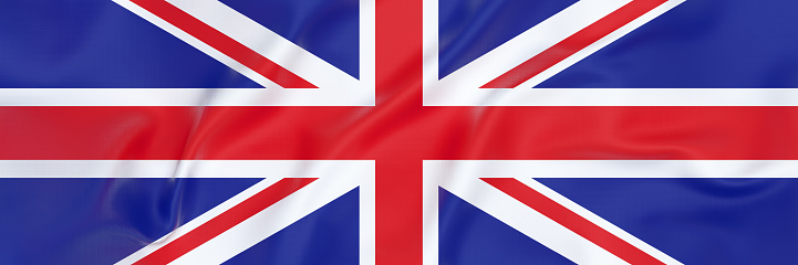 Flags of the USA and brithish Union Jack flag together waving