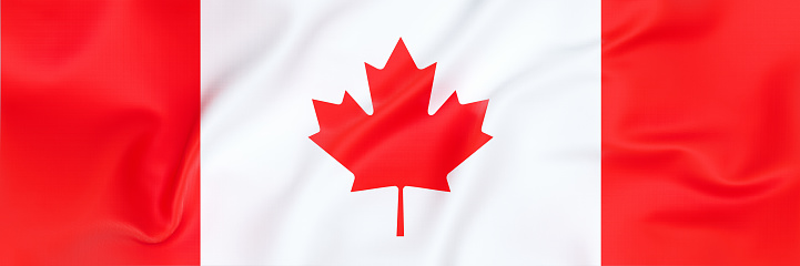 Top up view of Canadian flag banner