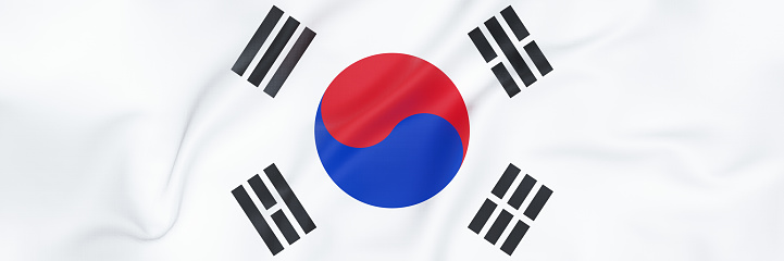 Top view Flag of South Korea