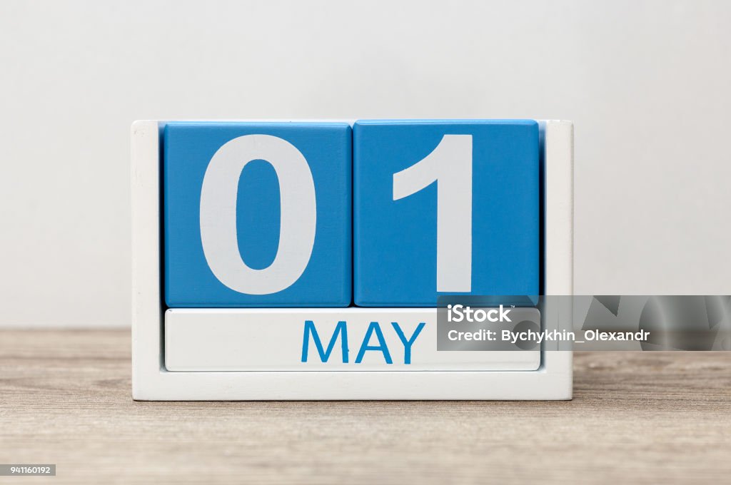 May 1st. Day 1 of month, countdown calendar close-up, at white background. Spring time May 1st. Day 1 of month, countdown calendar close-up, at white background. Spring time. April Stock Photo