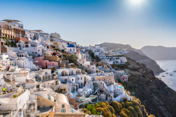 istock Beautiful Greek Santorini Island. Morning sunlight 941165782