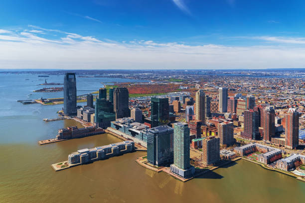 istock Helicopter view on New Jersey skyline US 941170722