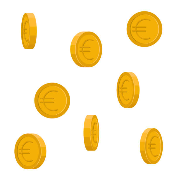 ユーロ貨幣フォーリングダウン - coin euro symbol european union currency gold点のイラスト素材／クリップアート素材／マンガ素材／アイコン素材