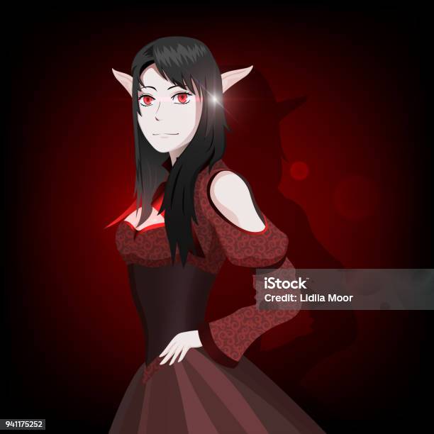 Elf Girl Vampire Girl Anime Character Game Character Stock Illustration - Download Image Now