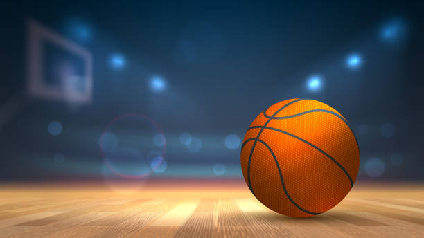 Basket ball, basketball championship. Vector illustration Vector illustration with basketball court and basketball, blurred background, basketball championship, game basketball ball stock illustrations