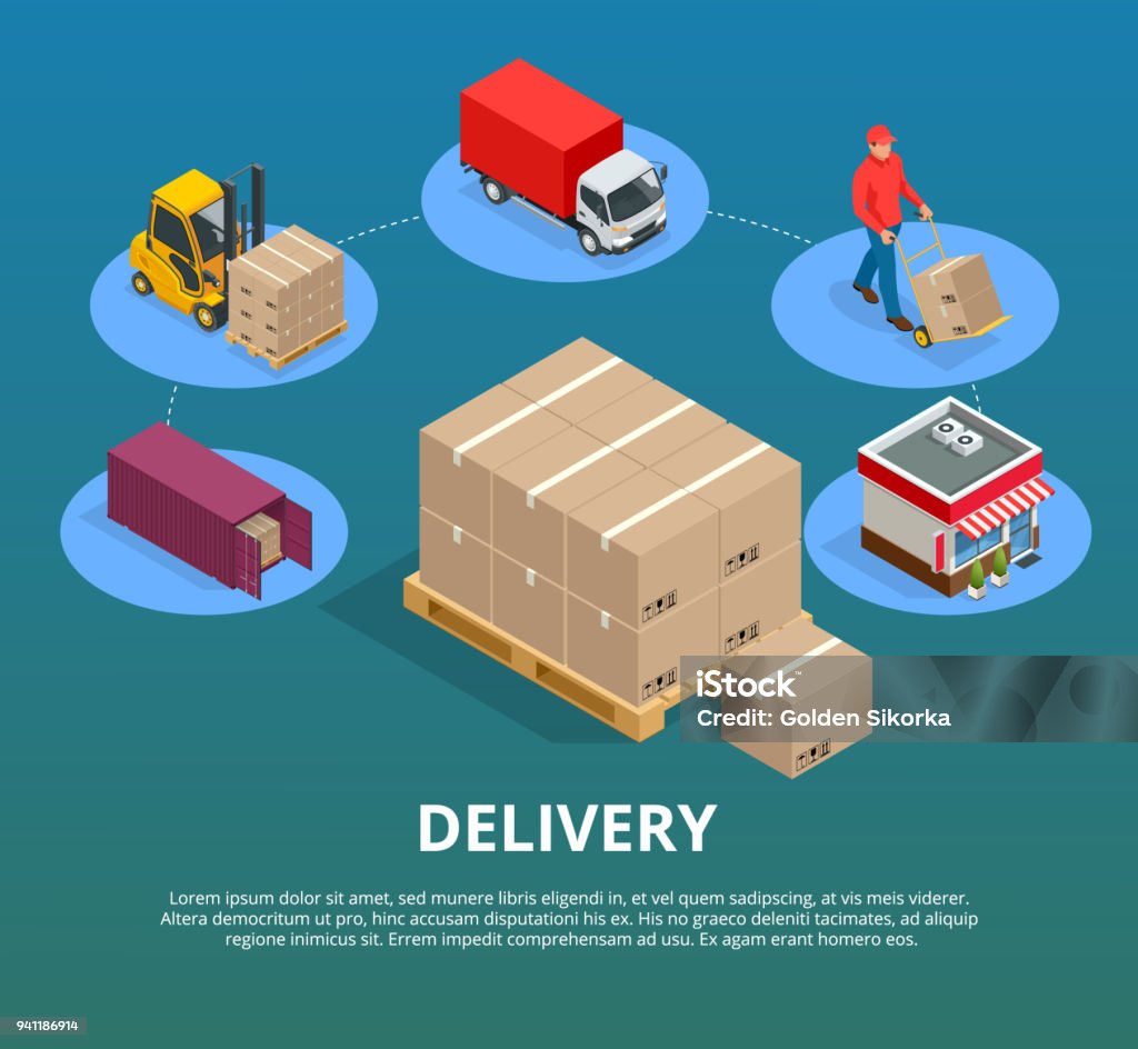 Export Delivery Animation Express Delivery Service Flat Design Modern Vector Illustration Concept ...