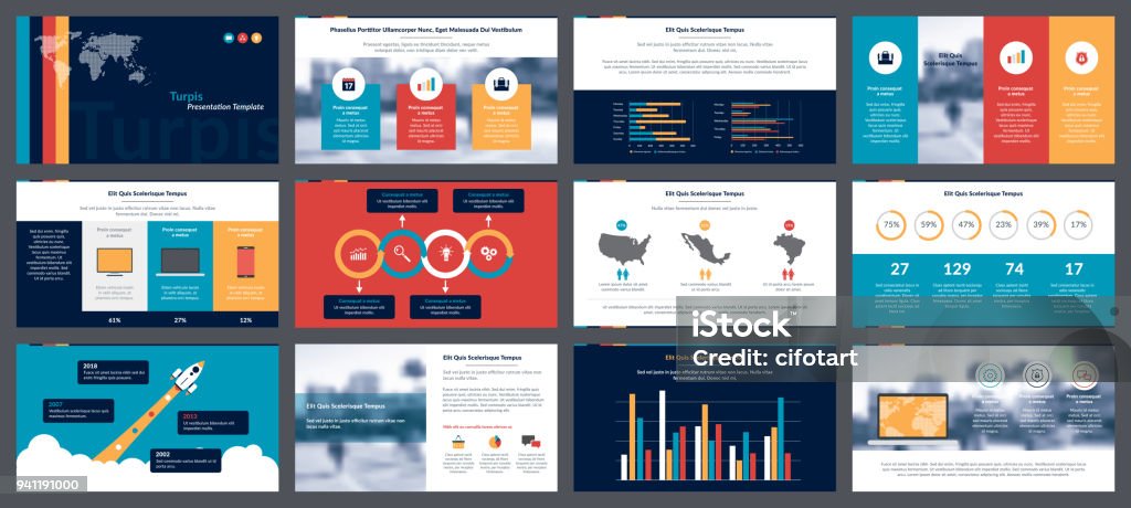 Éléments de l’infographie pour les modèles de présentations - clipart vectoriel de Graphisme d'information libre de droits