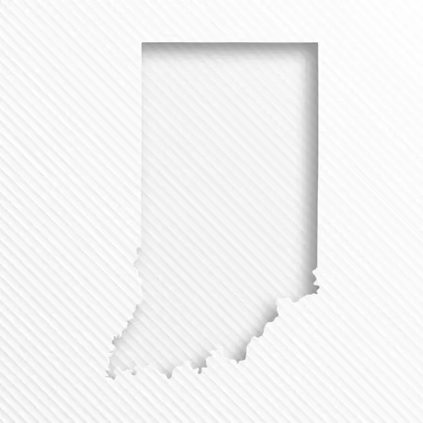 Vector illustration of Indiana map with paper cut on abstract white background