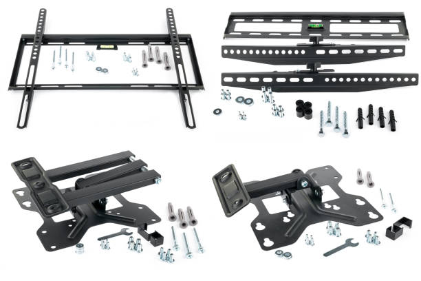 istock four black disassembled bracket for TV on white isolated background 941204642